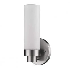 Valmont 1-Light Satin Nickel Sconce with Etched Glass by Acclaim Lighting