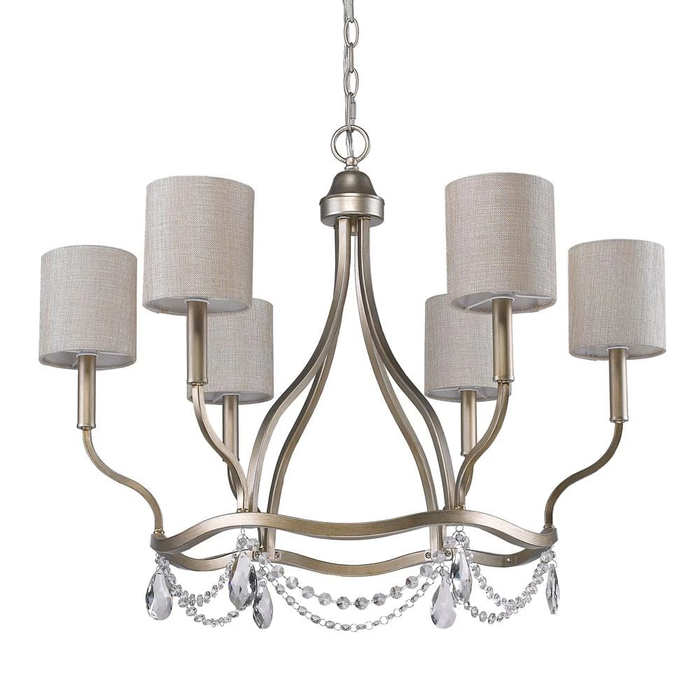 Margaret 6-Light Indoor Washed Gold Chandelier with Fabric Shades by Acclaim Lighting 3 Margaret 6-Light Indoor Washed Gold Chandelier with Fabric Shades by Acclaim Lighting