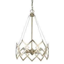 Nora 4-Light Washed Gold Drum Pendant with Abstract Open-Air Cage Shade by Acclaim Lighting