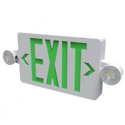 Evade 120-Volt/277-Volt Integrated LED White with Green Letter Exit Combination by HALCO LIGHTING TECHNOLOGIES