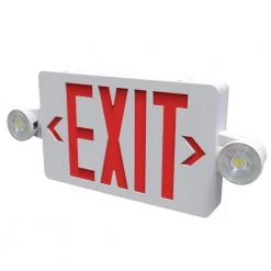 Evade 120-Volt/277-Volt Integrated LED White with Red Letter Exit Combination by HALCO LIGHTING TECHNOLOGIES