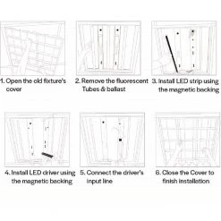 Dual 4 ft. 44.72 in. 64-Watt Equivalent Integrated LED White Strip Magnetic Linear LED Troffer Retrofit Kit 4000K by HALCO LIGHTING TECHNOLOGIES 7 Dual 4 ft. 44.72 in. 64-Watt Equivalent Integrated LED White Strip Magnetic Linear LED Troffer Retrofit Kit 4000K by HALCO LIGHTING TECHNOLOGIES -Acclaim Lighting store white halco lighting technologies strip light fixtures mltrk 24 40 u 40 4f 1000